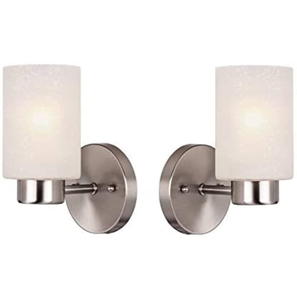 Brand New Set of 2 Brushed Nickel Frosted Seeded Glass Wall Decor Light Fixtures